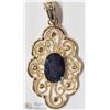 Image 1 : #12 -14K Y.GOLD SAPPHIRE VINTAGE FILIGREE PENDANT