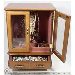 LARGE BROWN WOOD JEWELLERY BOX