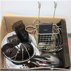 LOT OF ENAMEL CAMPING DISHES AND MORE INCL NEW