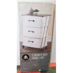 HOMETRENDS 3DRAWER WIDE FABRIC CART