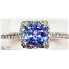 Image 1 : #24 -14K W. GOLD TANZANITE & DIAMOND HALO RING