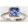 Image 3 : #24 -14K W. GOLD TANZANITE & DIAMOND HALO RING