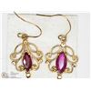 Image 1 : #25 -14KT YELLOW GOLD NATURAL RUBY EARRINGS