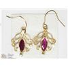 Image 2 : #25 -14KT YELLOW GOLD NATURAL RUBY EARRINGS