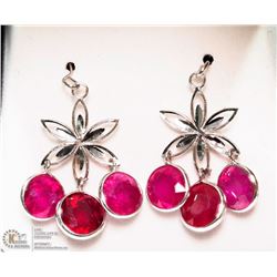 #27 -14K WHITE GOLD RUBY EARRINGS