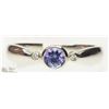 Image 1 : #28 -10K WHITE GOLD TANZANITE & 2 DIAMOND RING