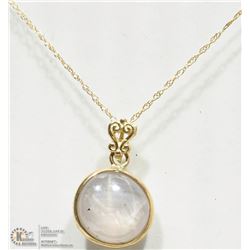 #29 -14KT Y. GOLD  STAR SAPPHIRE PENDANT W/ CHAIN