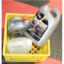 YELLOW CRATE W/TWO 1-GALLON JUGS OF