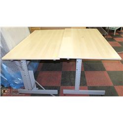 2 WOOD AND METAL DESKS