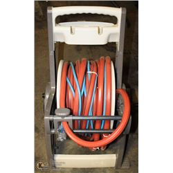 MOBILE HOSE CADDY WITH HOSE AND ELECTRICAL CORD