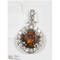 #32 -14K W. GOLD BROWN & WHITE DIAMOND PENDANT