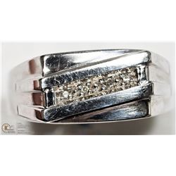 #33 -10K WHITE GOLD 4 DIAMOND MEN'S SIGNET RING