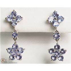 #35 -10K WHITE GOLD TANZANITE FLORAL EARRINGS