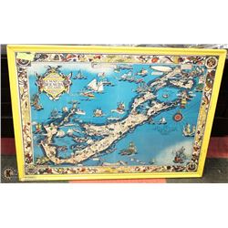 MAP OF BERMUDA ISLANDS FRAMED 36"X27"