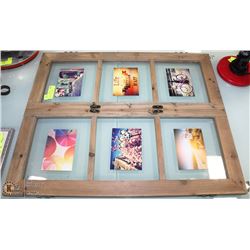 WOODEN WINDOW PICTURE HOLDER ,VINTAGE LOOK