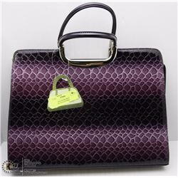 NEW PURPLE SNAKESKIN BRIEFCASE STYLE PURSE