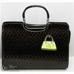 NEW DK BROWN SNAKESKIN BRIEFCASE STYLE PURSE