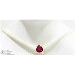 #41 -14K Y. GOLD PEARL W/ RUBY PENDANT NECKLACE