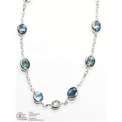 #48 -14K WHITE GOLD SAPPHIRE & DIAMOND NECKLACE