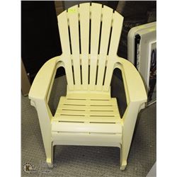 5) 2 YELLOW PLASTIC DECK CHAIRS