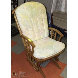 WOOD ROCKING CHAIR W/ CUSHIONS