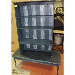 LARGE PAINTED SHELF WITH MATCHING COFFEE TABLE