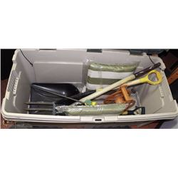 YARD STORAGE BIN WITH CONTENTS