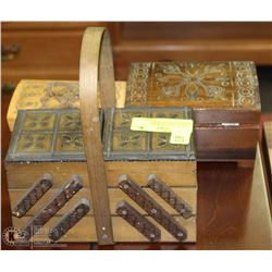 3 VINTAGE ESTATE WOOD TRINKET/JEWELRY BOXES: