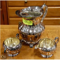 ROGERS SILVER PLATED TEA POT W/ CREAM & SUGAR