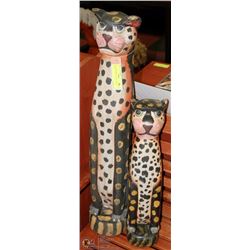 SET OF 2 WOOD CATS 29" AND 20" TALL