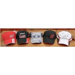 LOT OF 5 RED/BLACK/WHITE NEW NASCAR BALL CAPS