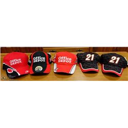 LOT OF 5 RED/BLACK NEW NASCAR BALL CAPS