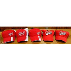 LOT OF 5 RED NEW NASCAR BALL CAPS