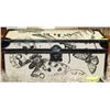 Image 1 : CHEST WITH BUTTERFLY MOTIF ON BEIGE WITH HANDLES