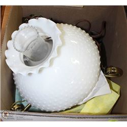 MILK GLASS HANGING LIGHT FIXTURE