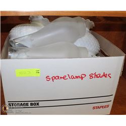 BOX OF MILK GLASS LAMP SHADES