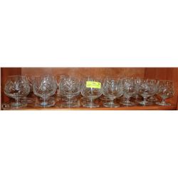 17 PINWHEEL BRANDY SNIFFERS  GLASSES