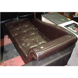 NEW BROWN LEATHERETTE STORAGE CHAISE LOUNGE CHAIR