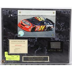 JEFF GORDON "RACING GREAT" PLAQUE W/ PIECE OF A