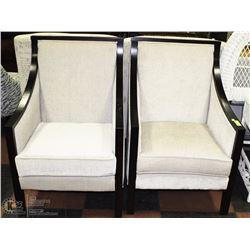 LOT OF 2 CREAM  AND BROWN ACCENT CHAIRS