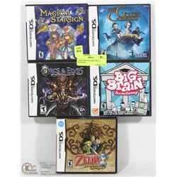 5 NINTENDO DS GAMES INCL 1 UNOPENED