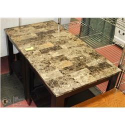 2 FAUX MARBLE END TABLES