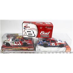 2 NASCAR 1:24 SCALE DIE CAST CARS & 1:32 SCALE BUD