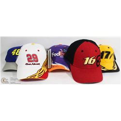 LOT OF 5 ASST COLOR NEW NASCAR BALL CAPS