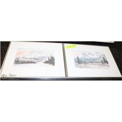 SET OF 2 - 1988 FRAMED & SIGNED COLOR PRINTS BY