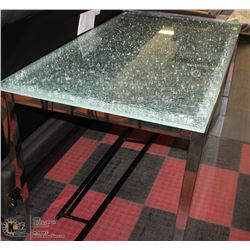 FREIGHT DAMAGE:CRACKLED GLASS DINING ROOM TABLE