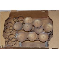 LOT OF 3 METAL KEY DESIGN CANDLE PEDESTALS