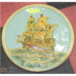 ROUND WALL CHALKWARE SHIP