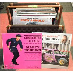 LOT OF 44 LP'S & BASKET MOSTLY COUNTRY MUSIC