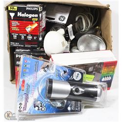 BOX OF ASSORTED LIGHT BULBS